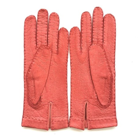 Gants en Cuir de Pécari Vermillon Patt Non Doublés.