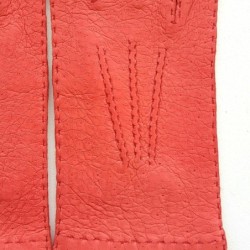 Gants en Cuir de Pécari Vermillon Patt Non Doublés.