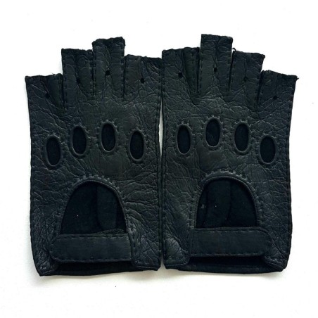 Mitaines en Cuir de Pécari Noir Marlène Non Doublées.
