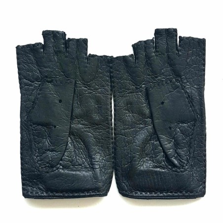 Mitaines en Cuir de Pécari Noir Marlène Non Doublées.