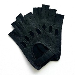 Mitaines en Cuir de Pécari Noir Marlène Non Doublées.