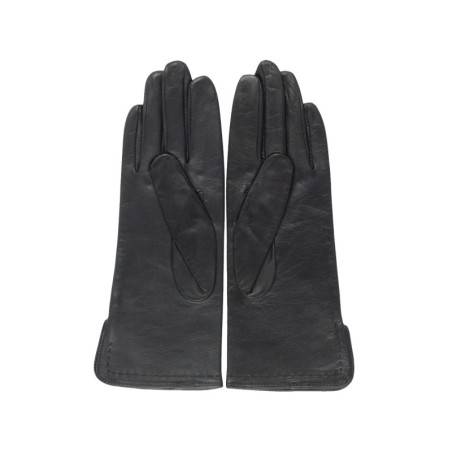 Gants en Cuir d'Agneau Noir Voilette Doublés Soie.