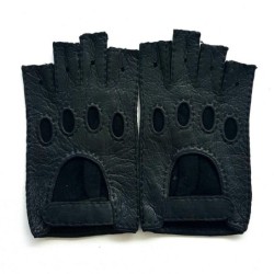 Mitaines en Cuir de Pécari Noir Marlène Non Doublées.