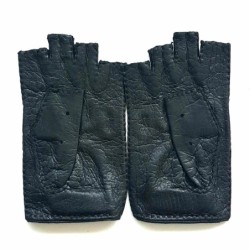 Mitaines en Cuir de Pécari Noir Marlène Non Doublées.