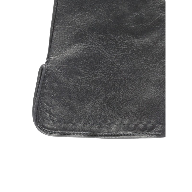 Gants en Cuir d'Agneau Noir Voilette Doublés Soie.