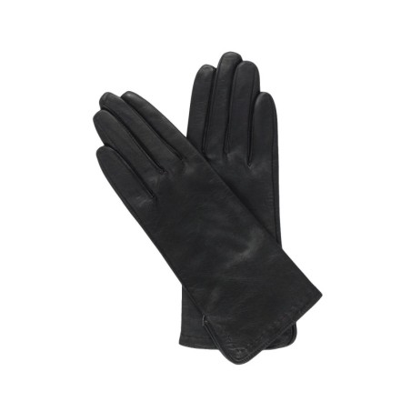 Gants en Cuir d'Agneau Noir Voilette Doublés Soie.