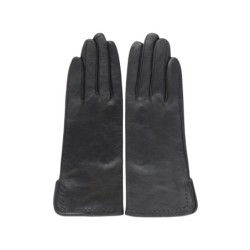 Gants en Cuir d'Agneau Noir Voilette Doublés Soie.