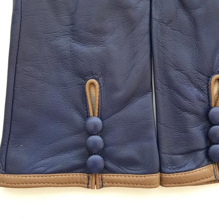 Gants en Cuir d'Agneau Damson Sable Margueritte Doublés Soie.