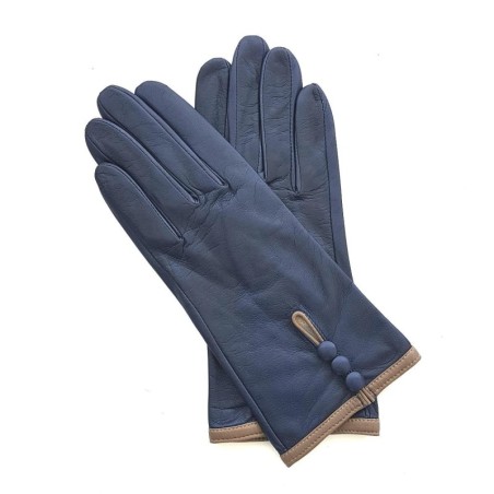 Gants en Cuir d'Agneau Damson Sable Margueritte Doublés Soie.