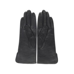 Gants en Cuir d'Agneau Noir Voilette Doublés Soie.