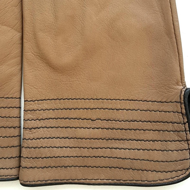 Gants en Cuir d'Agneau Sable Noir Fénelon Doublés Soie.