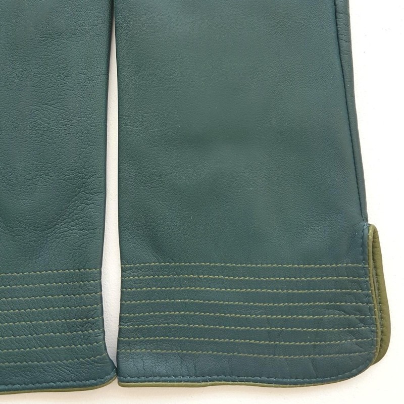 Gants en Cuir d'Agneau Vert Trèfle Fénelon Doublés Soie.