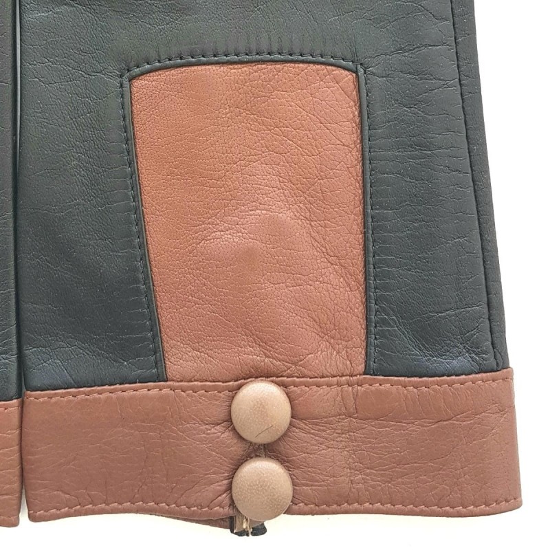 Gants en Cuir d'Agneau Noir Cognac Sable Josépha Doublés Soie.