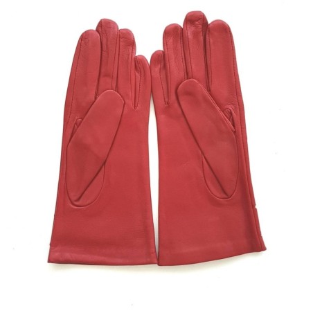 Gants en Cuir d'Agneau Rouge Maïs Seren Doublés Soie.
