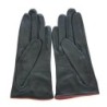 Gants en Cuir d'Agneau Noir Rouge Peuplier Doublés Soie.