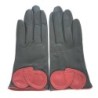 Gants en Cuir d'Agneau Noir Rouge Peuplier Doublés Soie.