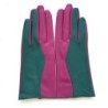 Gants en Cuir d'Agneau Verts Hot Pink Contrasto Doublés Soie.