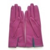 Gants en Cuir d'Agneau Verts Hot Pink Contrasto Doublés Soie.
