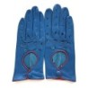 Gants en Cuir d'Agneau Bleus Rouges Martine Non Doublés.