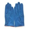 Gants en Cuir d'Agneau Bleus Rouges Martine Non Doublés.