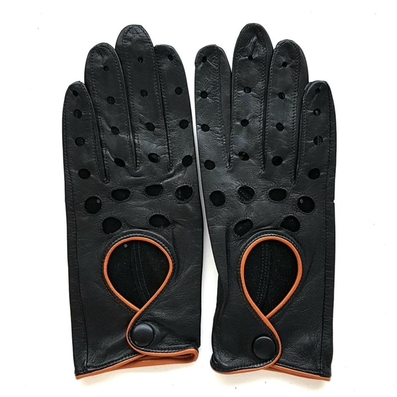 Gants en Cuir d'Agneau Noirs Marrons Martine Non Doublés.