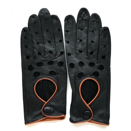 Gants en Cuir d'Agneau Noirs Marrons Martine Non Doublés.