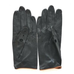 Gants en Cuir d'Agneau Noirs Marrons Martine Non Doublés.