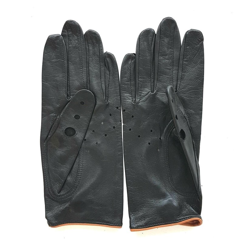 Gants en Cuir d'Agneau Noirs Marrons Martine Non Doublés.