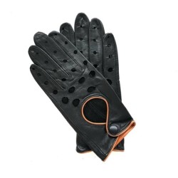 Gants en Cuir d'Agneau Noirs Marrons Martine Non Doublés.
