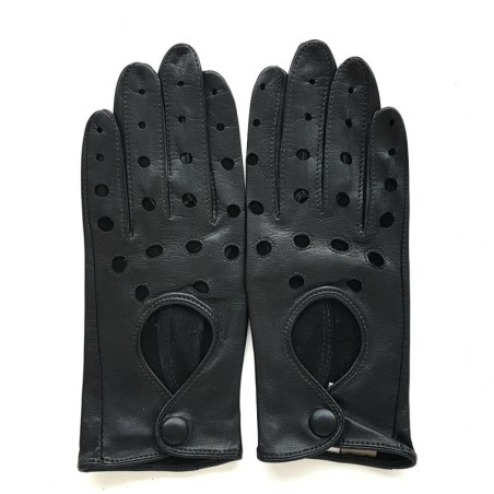Gants en Cuir d'Agneau Noirs Martine Non Doublés.