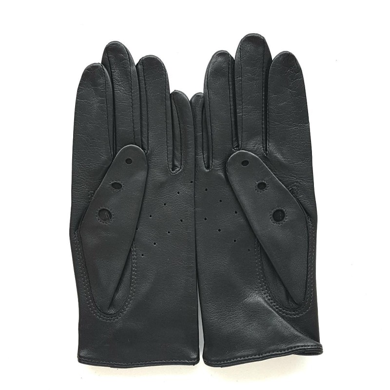 Gants en Cuir d'Agneau Noirs Martine Non Doublés.