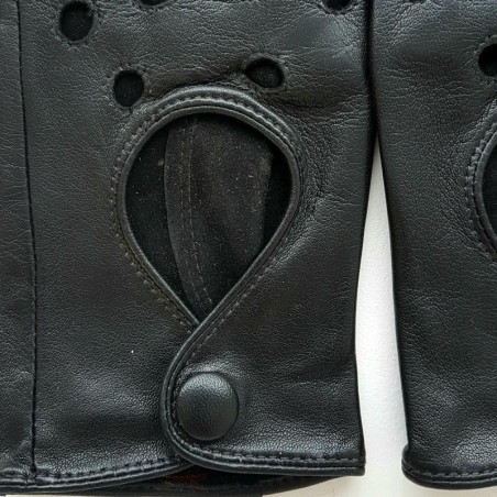 Gants en Cuir d'Agneau Noirs Martine Non Doublés.
