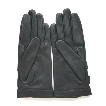 Gants en Cuir d'Agneau Noir Anastasie Doublés en Soie.