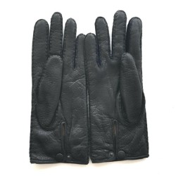 Gants en Cuir de Pécari Noir Paul Doublure Alpaga.