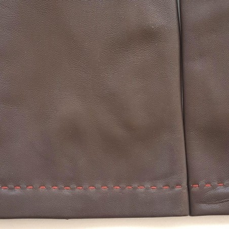 Gants en Cuir d'Agneau Marron Orange Raphaël Doublés soie.