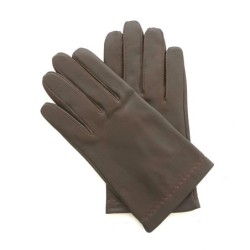Gants en Cuir d'Agneau Marron Orange Raphaël Doublés soie.