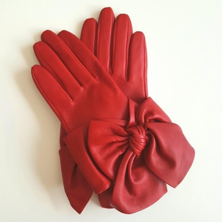 Gants en Cuir d'Agneau Rouge Paloma Doublés soie.