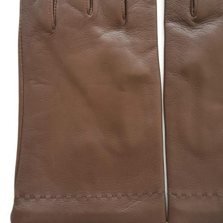 Gants en Cuir d'Agneau Chocolat Raphaël Doublure Soie.