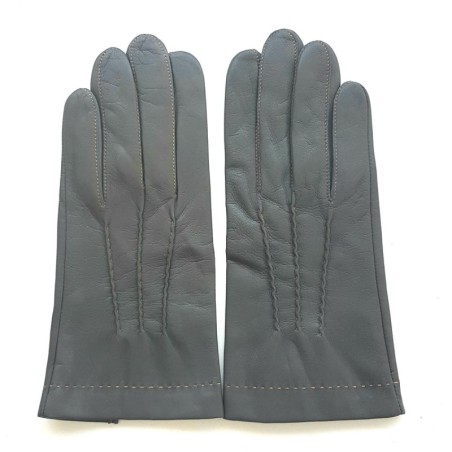 Gants en Cuir d'Agneau Charcoal Caramel Henri Doublure Soie.