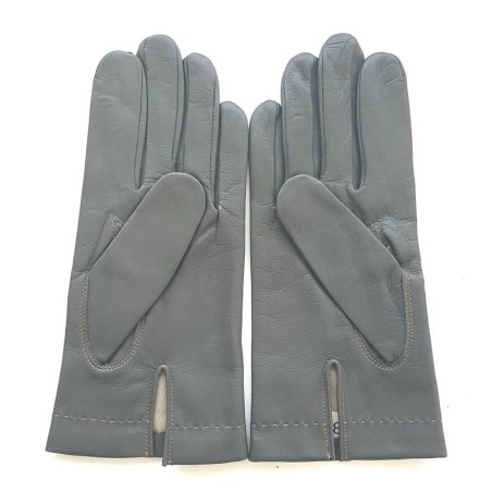 Gants en Cuir d'Agneau Charcoal Caramel Henri Doublure Soie.