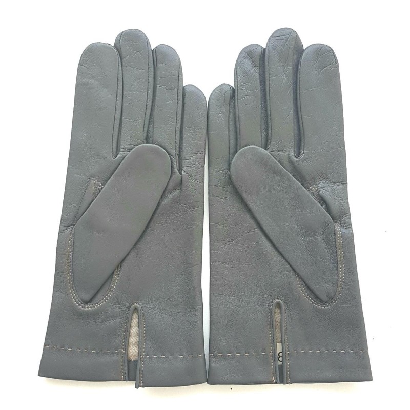 Gants en Cuir d'Agneau Charcoal Caramel Henri Doublure Soie.