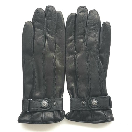 Gants en Cuir d'Agneau Noirs Jules Doublure Polaire.