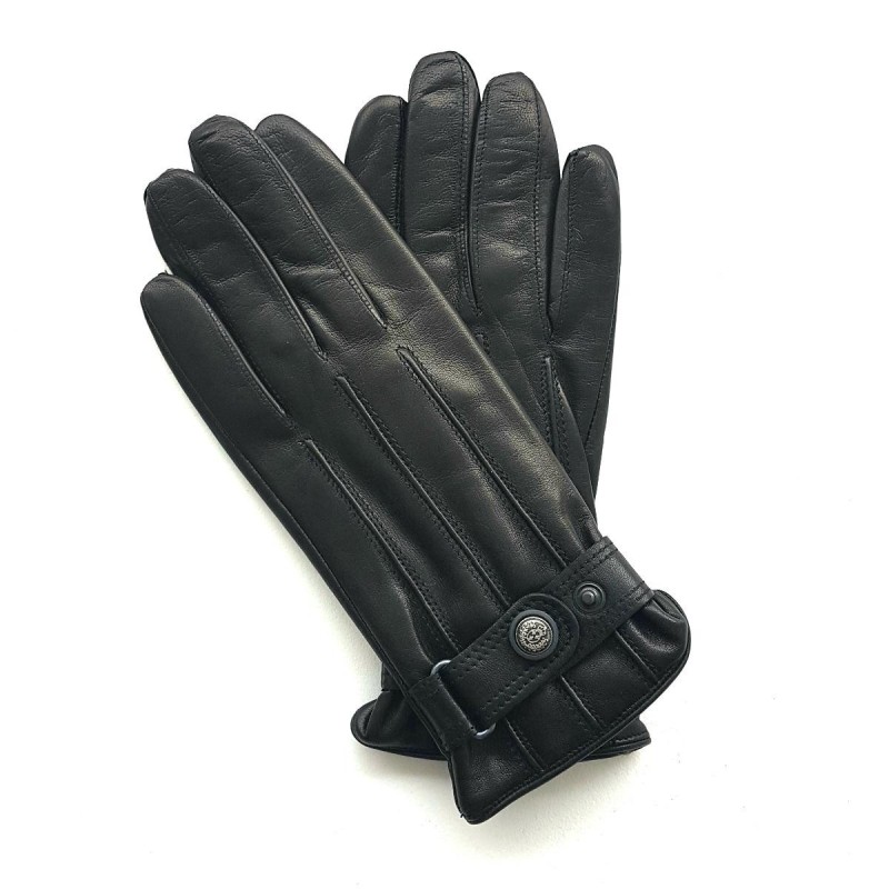 Gants en Cuir d'Agneau Noirs Jules Doublure Polaire.