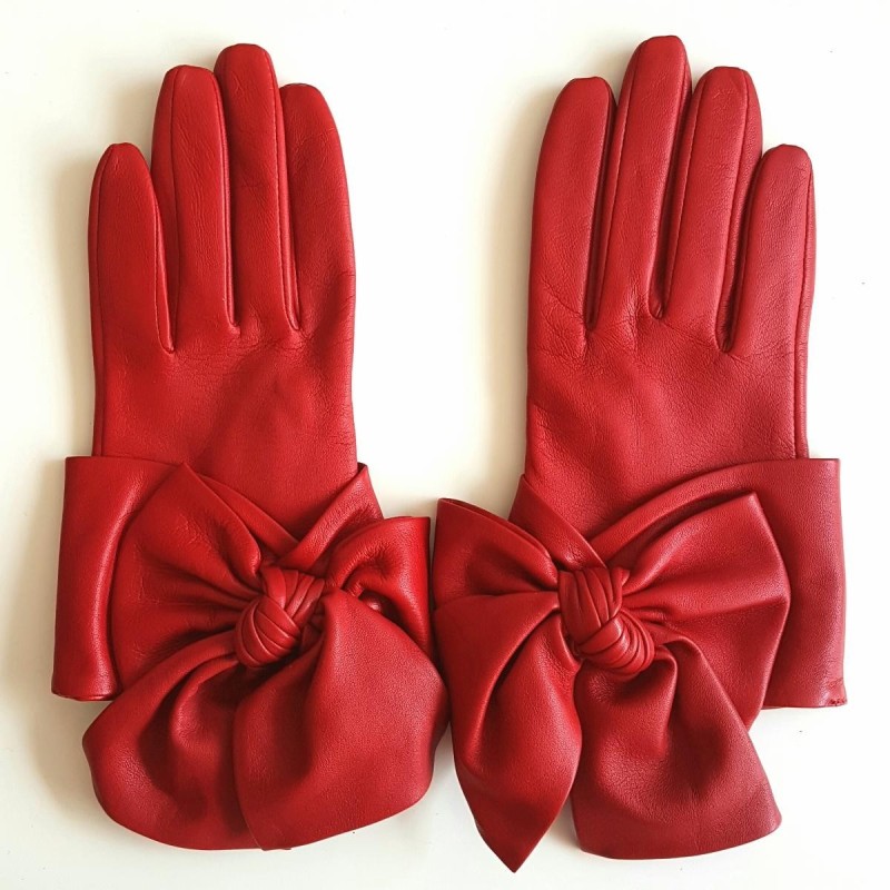 Gants en Cuir d'Agneau Rouge Paloma Doublés soie.