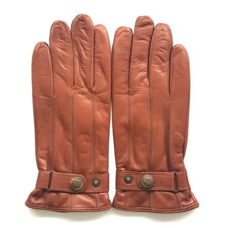 Gants en Cuir d'Agneau Cognac Jules Doublure Polaire.