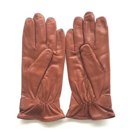 Gants en Cuir d'Agneau Cognac Jules Doublure Polaire.