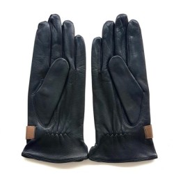 Gants en Cuir d'Agneau Noirs Sable Arthur Doublure Soie.
