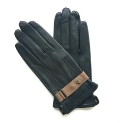 Gants en Cuir d'Agneau Noirs Sable Arthur Doublure Soie.