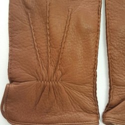 Gants en Cuir de Cerf Chocolat Marc Doublure en Soie.