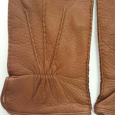Gants en Cuir de Cerf Chocolat Marc Doublure en Soie.